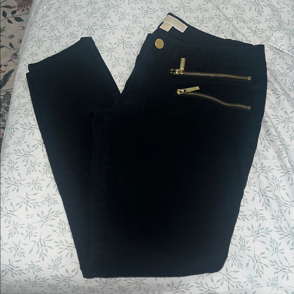 Michael Kors Black Pants with Gold Zipper Accents